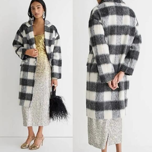 NWT J. Crew Sold Out Relaxed Topcoat Italian Brushed Buffalo Ccheck Size XL - Picture 1 of 9